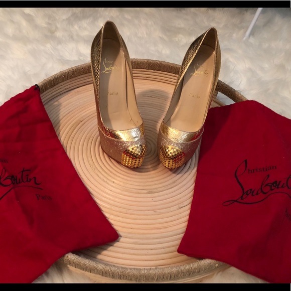 Christian Louboutin Shoes - Christian Louboutin Maggie Gold Glitter Pumps